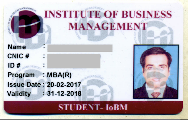 Mushtaq ID card